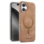 Coque en cuir élégante à texture marbre, compatible MagSafe - Gold